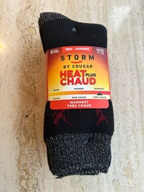 NEW 🆕 Cougar Storm Men's Thermal Heat Plus Warmest Socks - 2 pairs 7-12